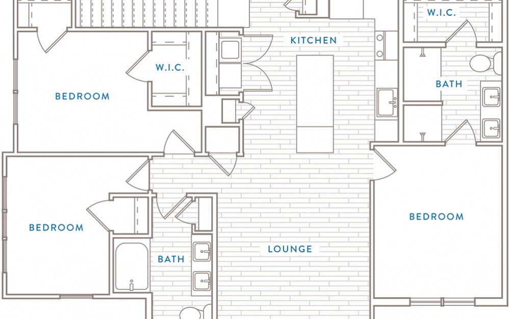 C4MH - 3 bedroom floorplan layout with 2 baths and 1518 square feet.