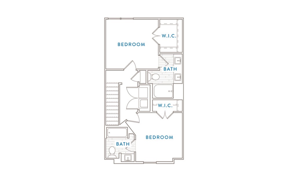 B5MS - 2 bedroom floorplan layout with 2.5 baths and 1731 square feet. (Floor 3)