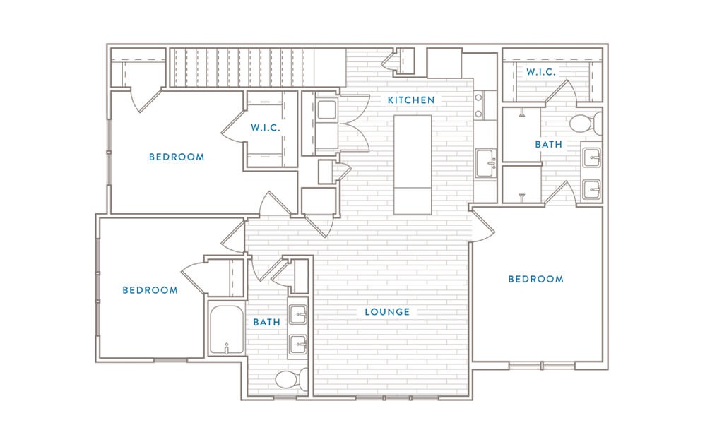 C2MH - 3 bedroom floorplan layout with 2 baths and 1494 square feet.